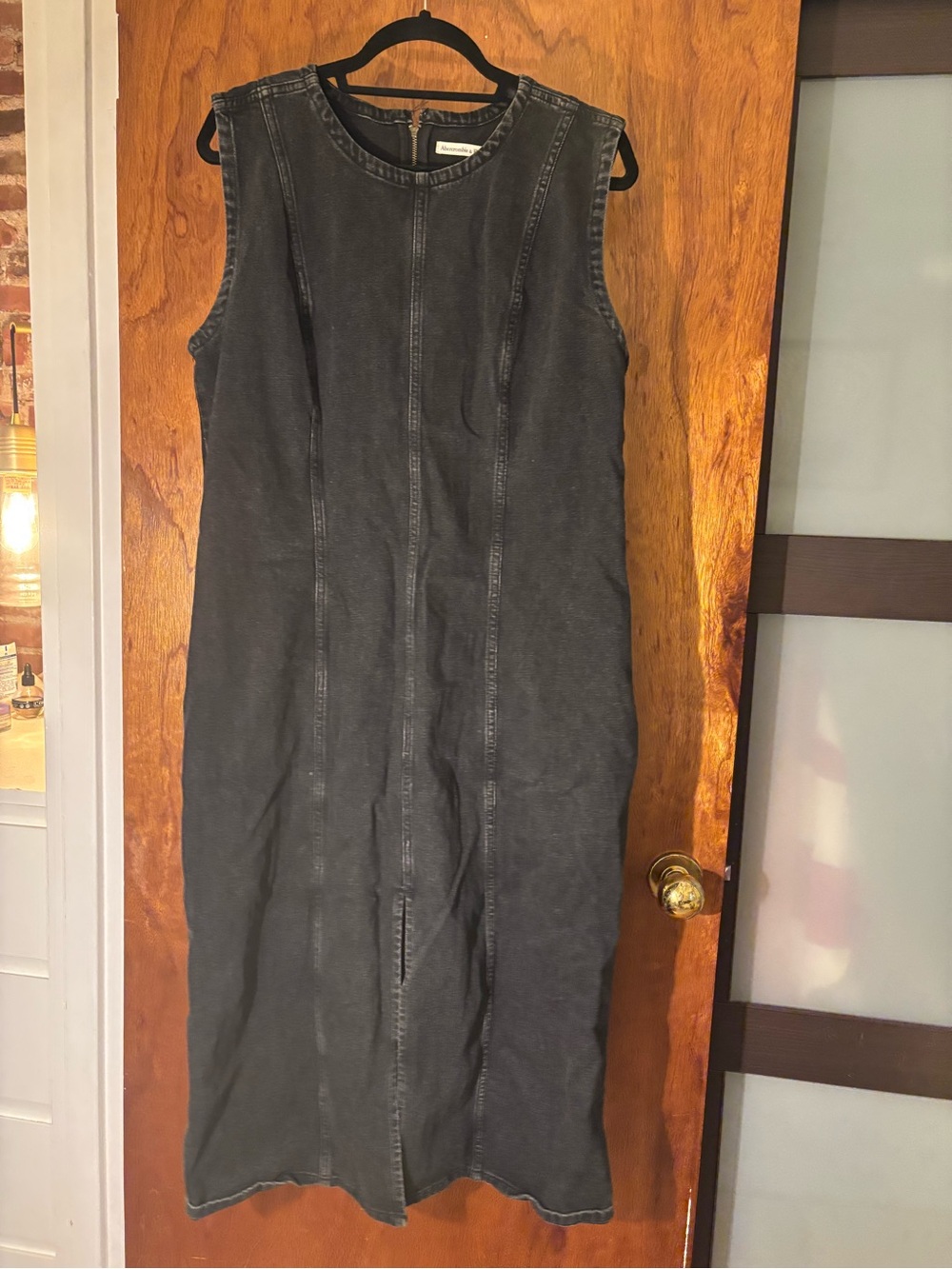 Abercrombie & Fitch Washed Black Sleeveless Midi Dress